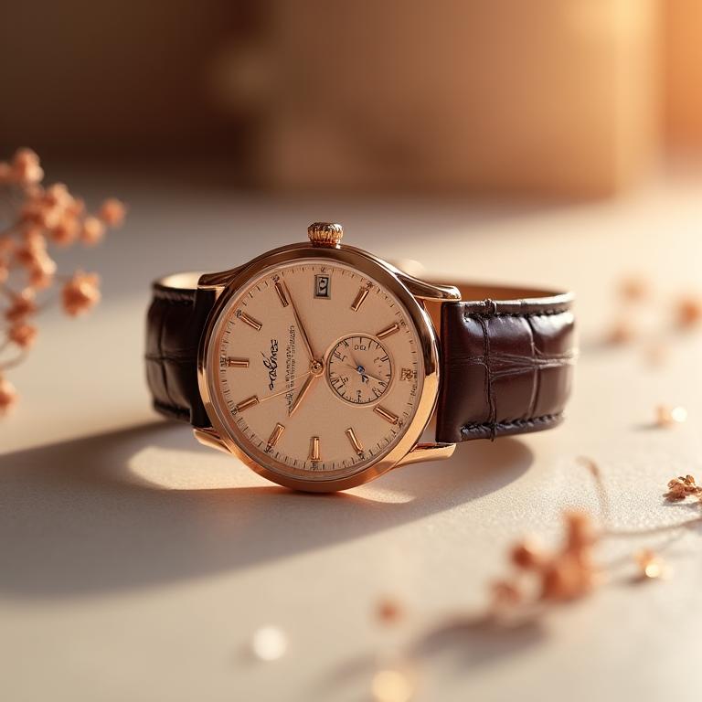 Jam tangan pakaian emas mawar yang elegan